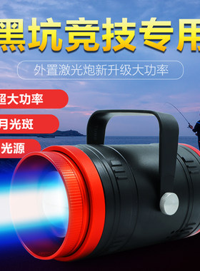 夜钓灯激光镭射炮12V钓鱼灯黑坑分体诱鱼灯超亮氙气灯电瓶灯暖黄