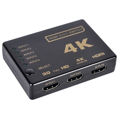 3D 5-Port 4K HDMI Switch Selector Splitter Hub IR Remote
