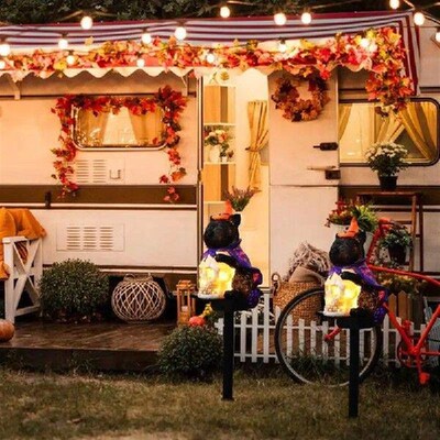 Solar Powered Halloween Lights Waterproof Skull Garden