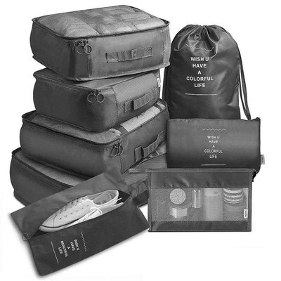 7Pcs Folding Travel Organizer Storage Bags Wardrobe Cube Sui