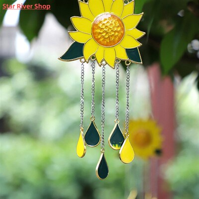 Sunflower Boat Wind Chimes Pendant Metal  Window Windchimes