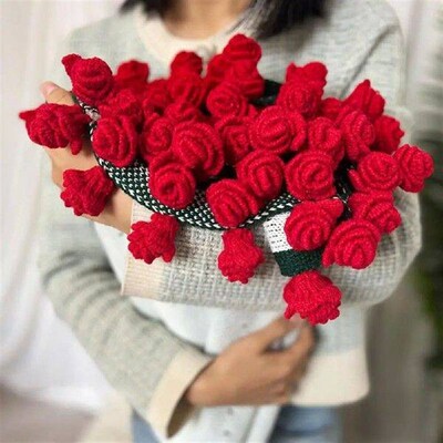 Soft Yarn Blanket Handmade Crochet Rose Bouquet Blanket