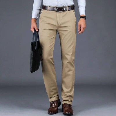 2024 New 98% Cotton Casual Pants Mens Clothing Classic Stra