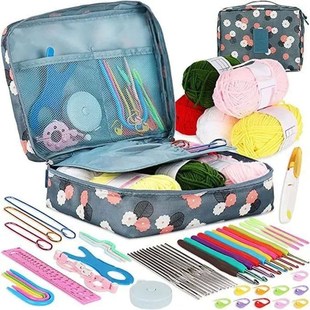 Portable 58pcs Crochet Hooks Kits with Bag Wool Knitting Too