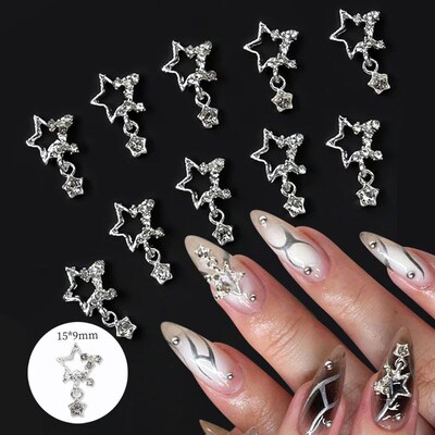 1Bag Pentagram Star Nail Art Charm Shiny Heart Saturn