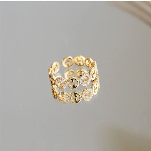 2023  Plated rendy Light Luxury Adjustable Ring Womens Nich