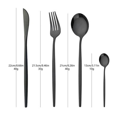 16Pcs Dinnerware Set Stainless Steel Tableware Mirror Dinner