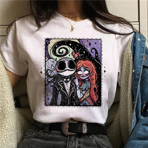 Short Sleeve Tee Skull Print love funny Women Top Casual