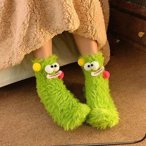 Kawaii Funny Fluffy Socks Women Cartoon Pattern Floor Socks