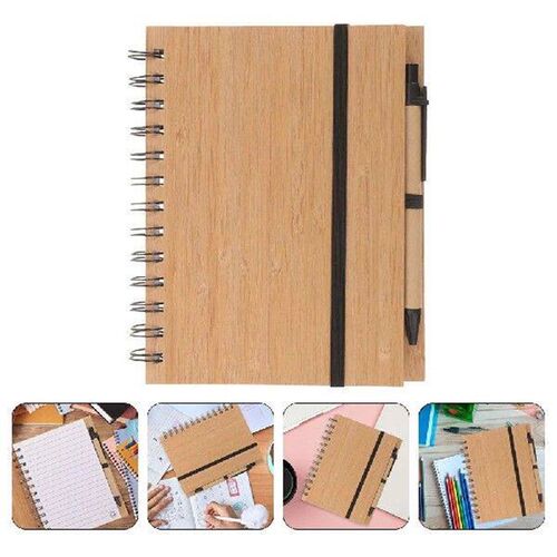 2 Sets Bamboo Note Recording Supply Notepad Spiral