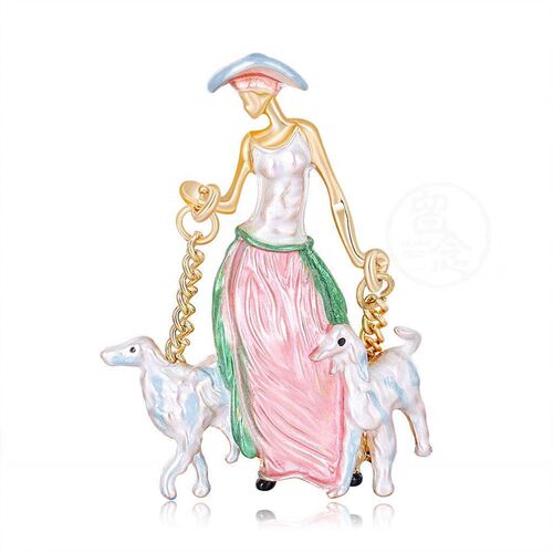 。  Temperament painted girl cartoon Brooch versatile oil dr