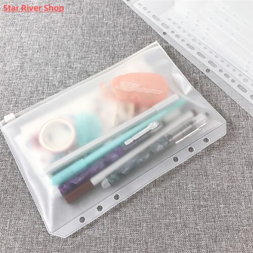 12PCS Convenient Clear PVC A5 A6 A7 Binder Pockets Clear Zip