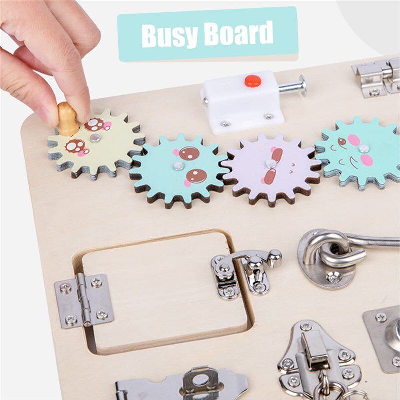 Montessori Busy Board for Toddlers Wooden Sensory Toys Toddl - 实物图