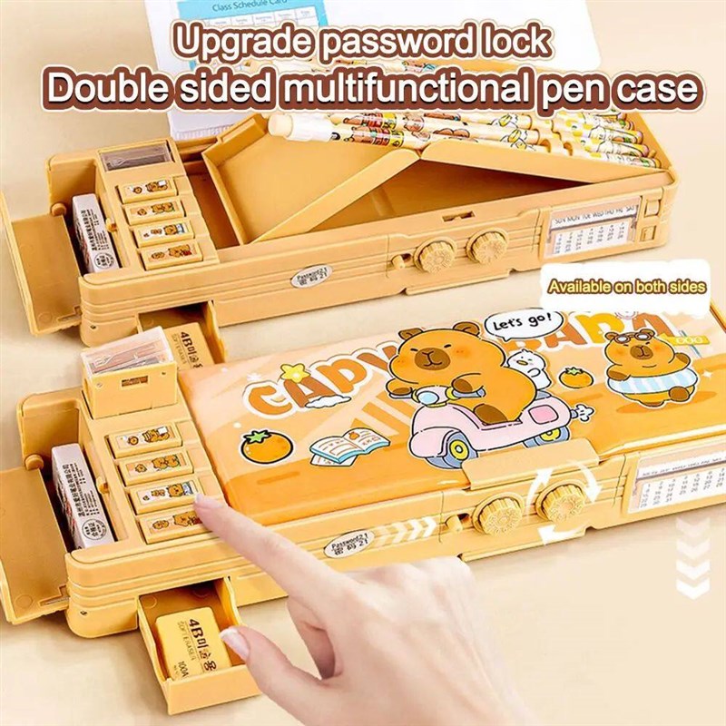 Multifunctional Capibara Pencil Case Large Capacity Password图片