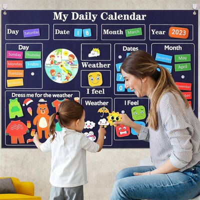 My First Daily Calendar Classroom Haves 3.3Ft Felt Board toy