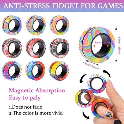 3Pcs Magnetic Rings Fidget Toy Set Adult Fidget Magnets