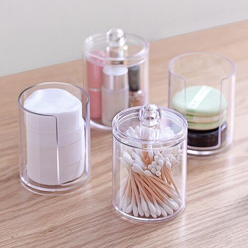 Acrylic Makeup Organizer Cotton Swabs Qtip Container Cosmeti