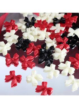 50pcs/bag Pink White Ribbon Bow Nail Charms Red Parts Nail A