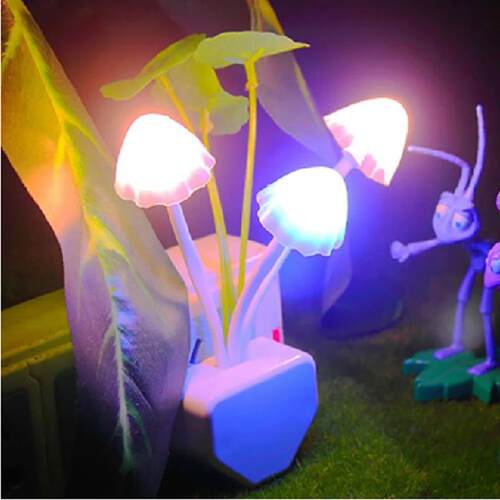 LED Mushroom Night Light Bedside Lamp EU/US Plug 7 Colors Ch