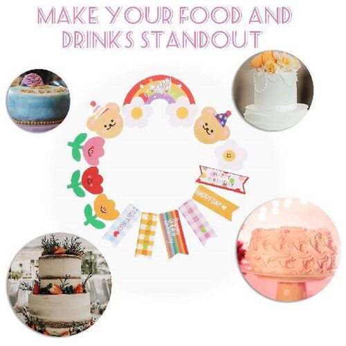 10 Sets Cake Decoration Bear Insert Birthday Cupcake Picks