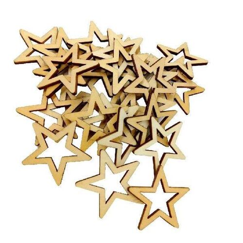 MagiDeal 25 Pieces 50mm Unfinished Hollow Wooden Shape Star