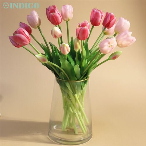 Silicone Tulip (3 Flowers+2 Bud) Bouquet Real Touch High Qua