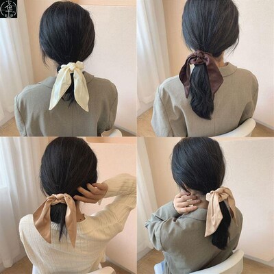 Luxury Satin Silk Bow Streamers Hair Ring Knotted Scrunchie