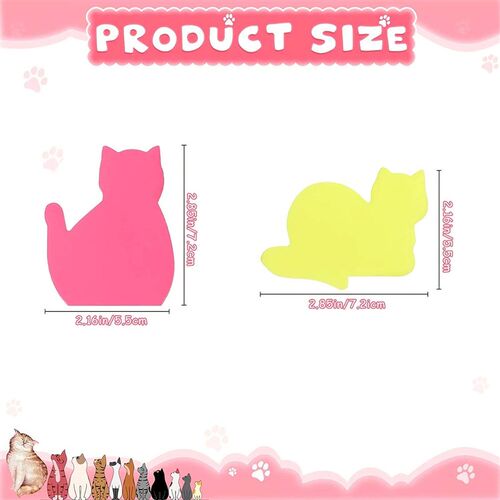 240 Sheets Cat Shape Sticky Notes 8 Color Bright Colorful St