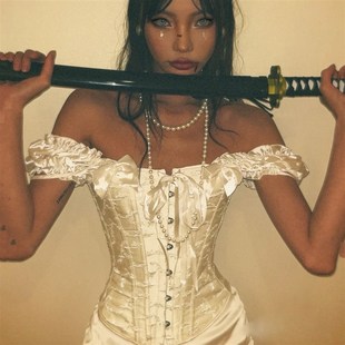 Gothic Vintage Corset Blood Bride Medieval Cosplay Halloween