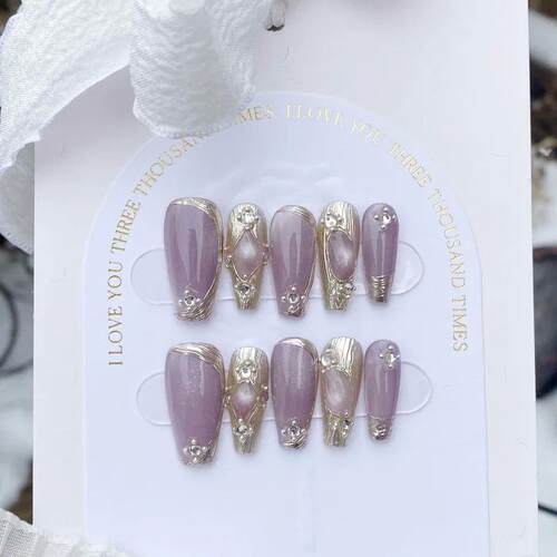 Pink Glitter Nail/Cat Eye Nail/Long Almond Nail/Handmade Pre