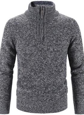 Winter Mens Fleece Thicker Sweater Half Zipper Turtleneck W