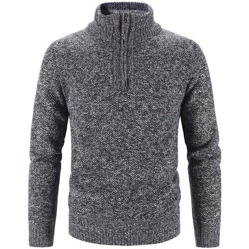 Winter Mens Fleece Thicker Sweater Half Zipper Turtleneck W