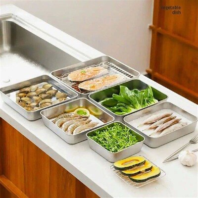 1Pcs with Lid Crisper Box New Stainless Steel Refrigerator