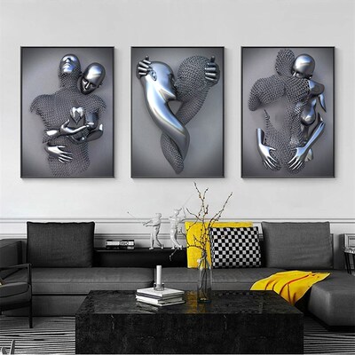 Metal Figure Statue Art  Painting Romantic Abstract Posters