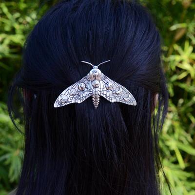Luna Moth French Barrette Gothic Witch Hairpin Accessories M