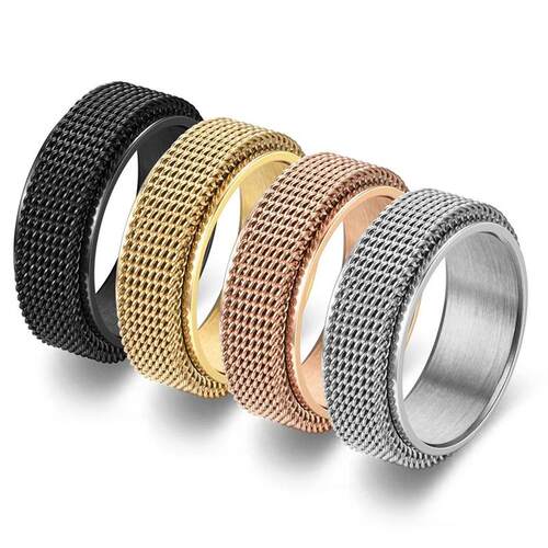 Simple 8mm Stainless Steel Spinner Anxiety Rings for Women