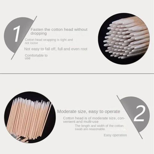 100/200Pcs Nails Wood Cotton Swab Clean s ud Tip Wooden Cott