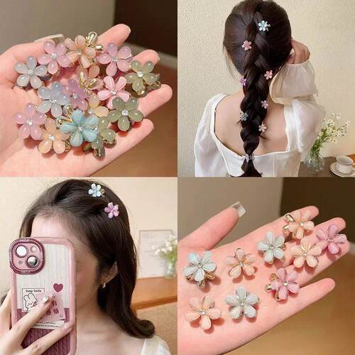 Mini Sweet Cool Opal Flower Hair Claw Girl Small Transparent