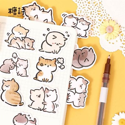 45 Pcs Kawaii Cat Stickers Aesthetic Stationary Cute Sticker