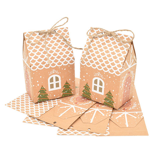 5/10pcs Christmas House Shape Candy Box Gift Bags Xmas DIY C