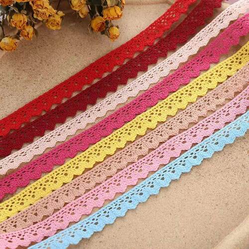 2/5M 17mm Multi Colored Cotton Lace Trims Ribbon Crochet Cot