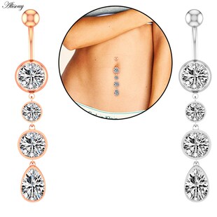Alisouy 1pc Flower Heart Dangled Belly Navel Piercing Button