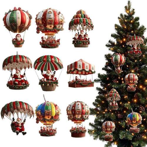 10Pcs Santa Claus Wooden Pendant Christmas Tree Hanging Orna