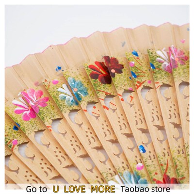 Folding Fan Wood  Spanish Fan For Dancing Printing Hand Fold