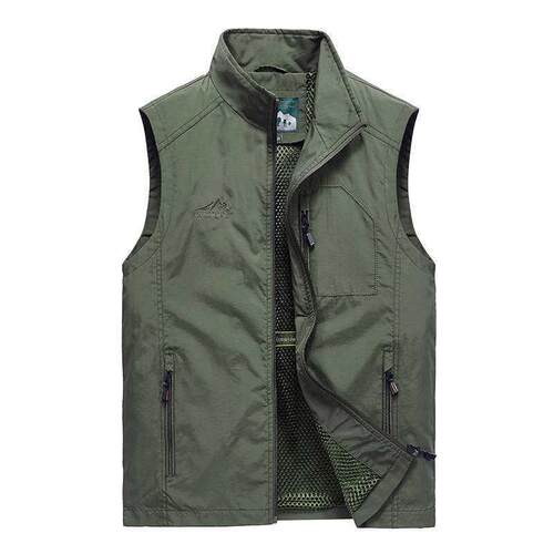 Spring and summer new mens simple stand-up collar fishing v
