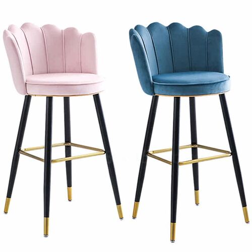 Nordic Soft Velvet Dining Chair Home Bar Chair Sofa High