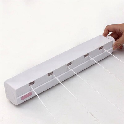 5 Line Retractable Clothes Airer Washing Line Laundry Wall M