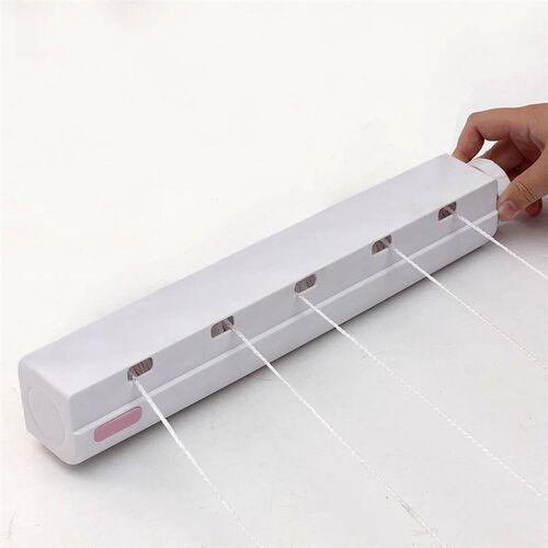 5 Line Retractable Clothes Airer Washing Line Laundry Wall M