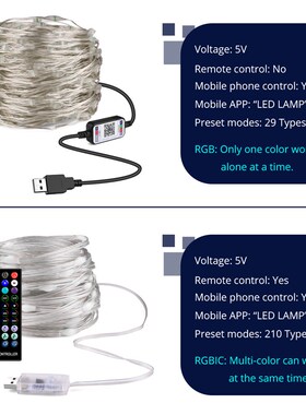 10M/20M USB Christmas Tree LED String Lights with Smart Blue