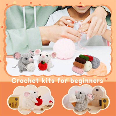 DIY Craft Mice Crochet Kit for Beginners Adults Learn to Cro